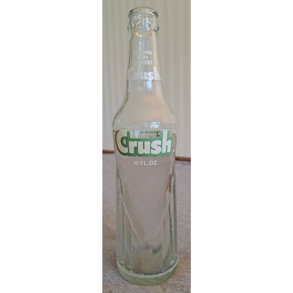 Crush Soda 10 OZ Bottle Clear Glass ACL EVANSTON, IL Pop Collectible #63 retro